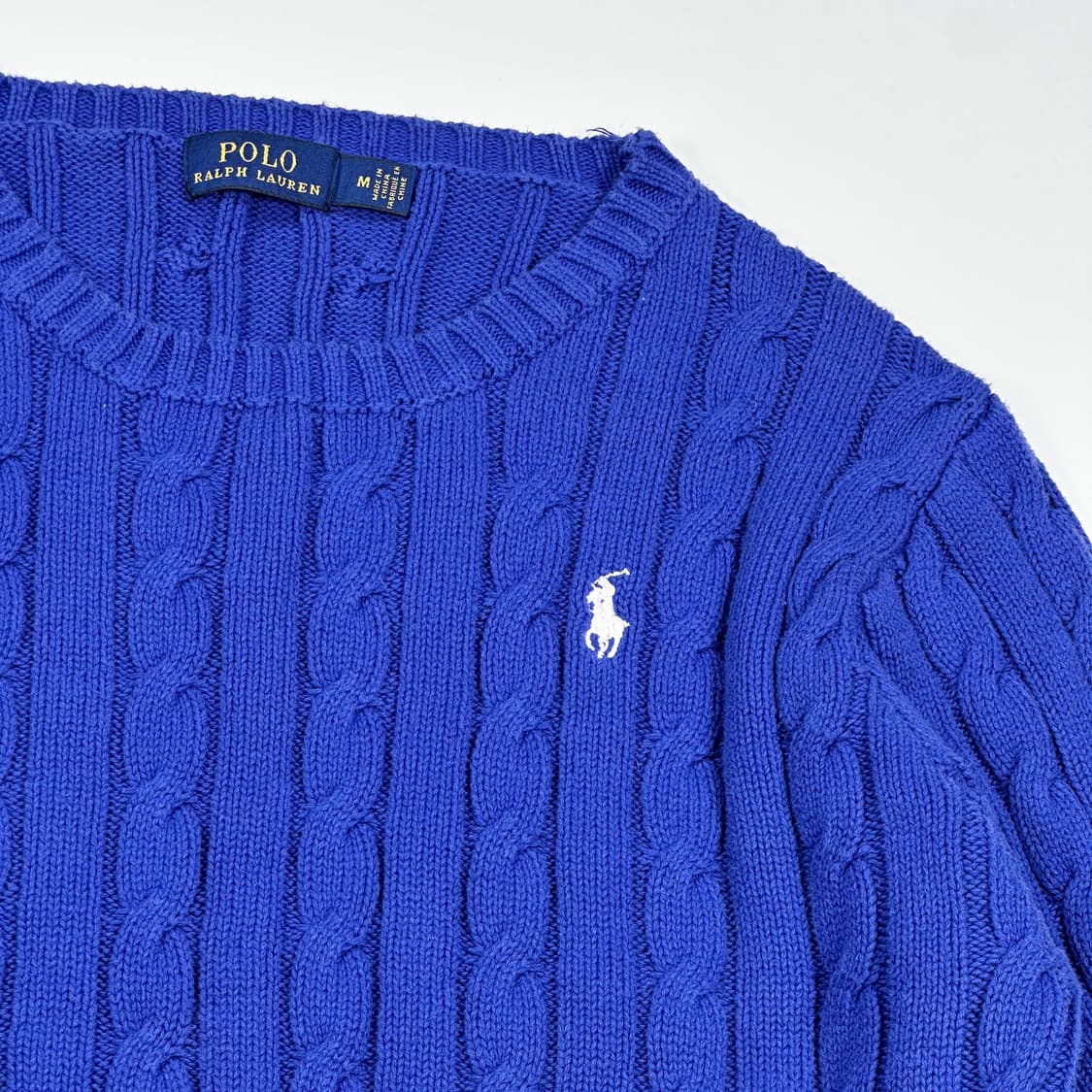 폴로 랄프로렌 여성 빈티지 케이블 니트 블루 여성M 상품이미지3