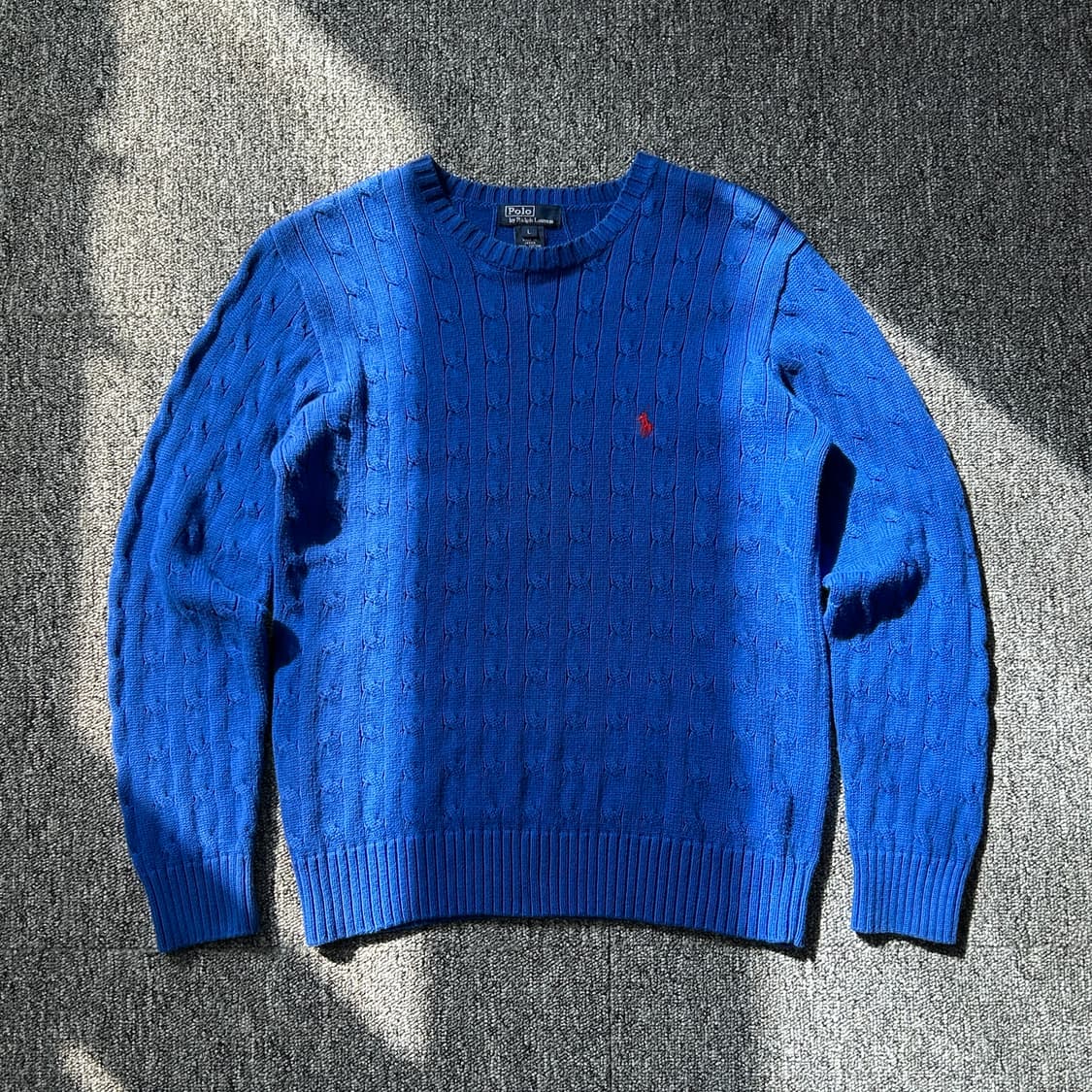 폴로 랄프로렌 블루 코튼 케이블 니트  상품이미지1