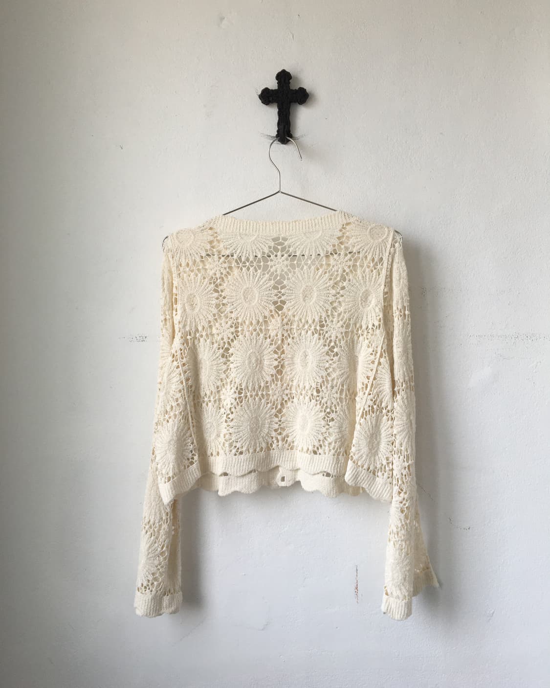 Flower pattern crochet cardigan 상품이미지3