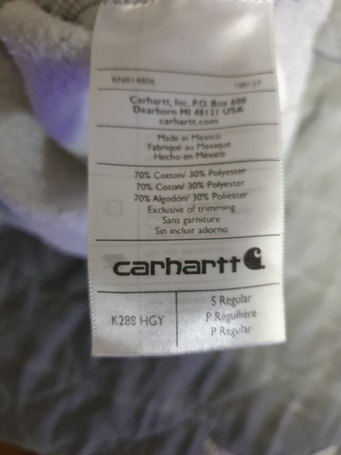 칼하트 미드웨이트 오리지널 기모 후드티 그레이 (S) 상품이미지4