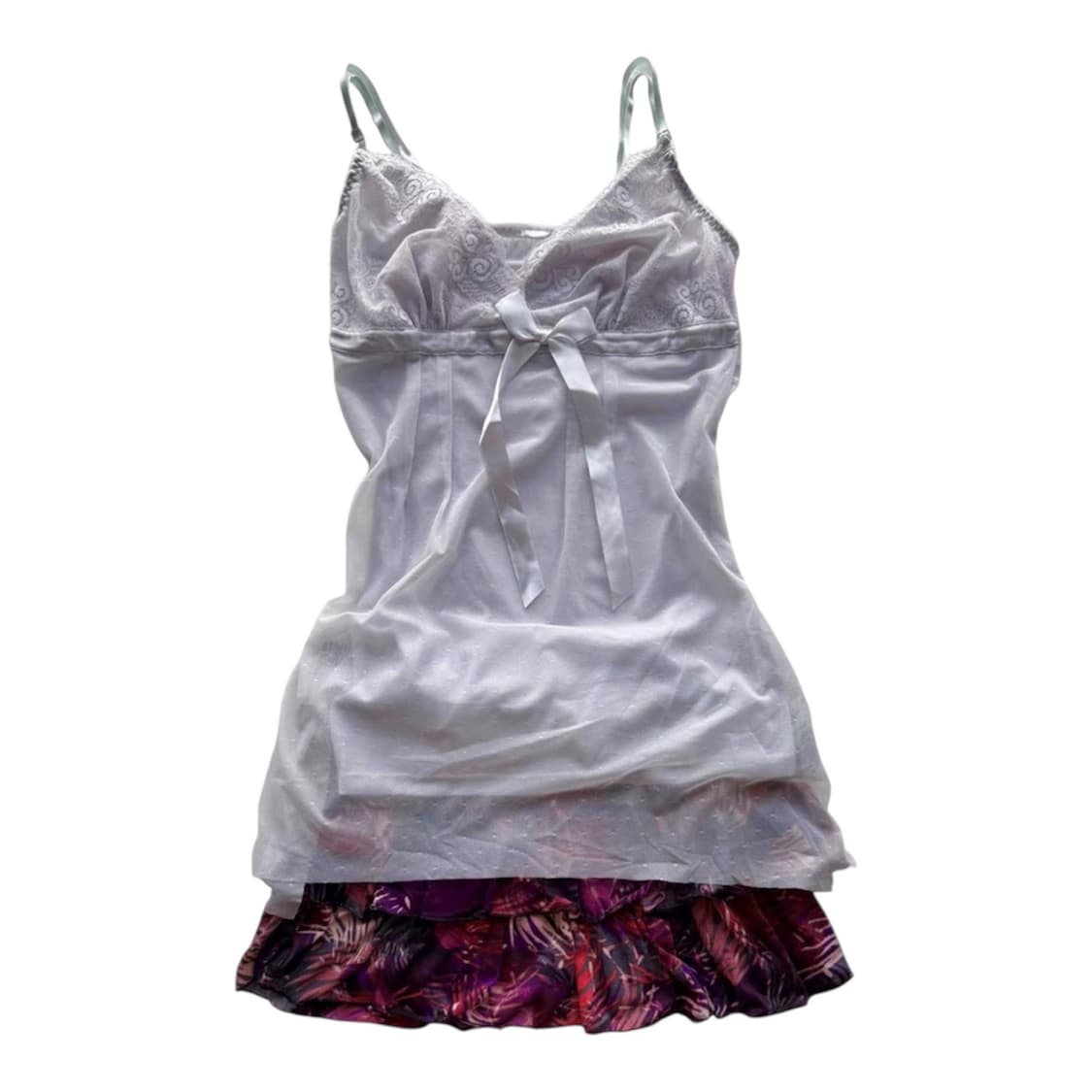 빈티지 퍼플 플라워 프릴 미니스커트 상품이미지2