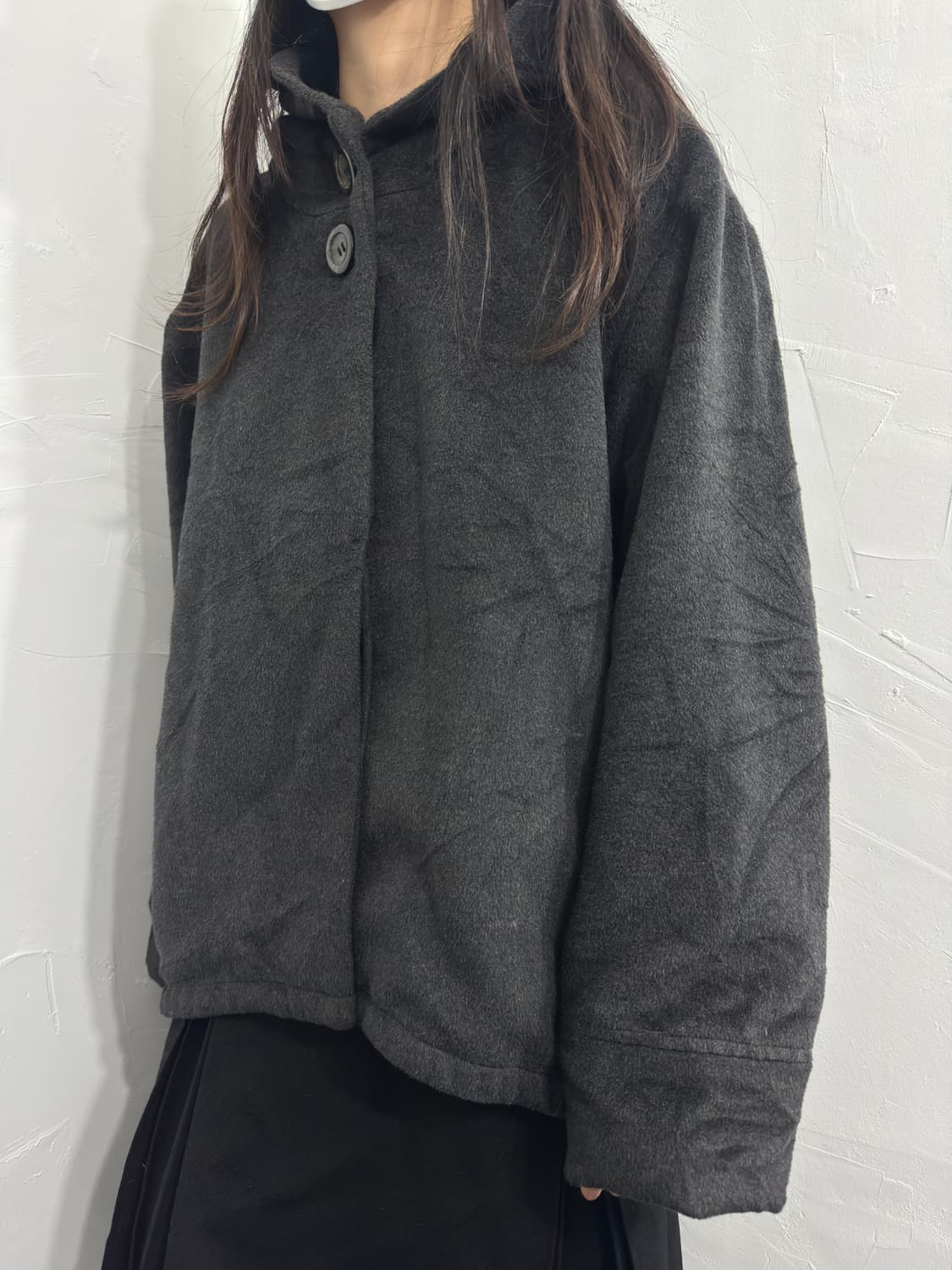 gray button hood jacket 상품이미지6