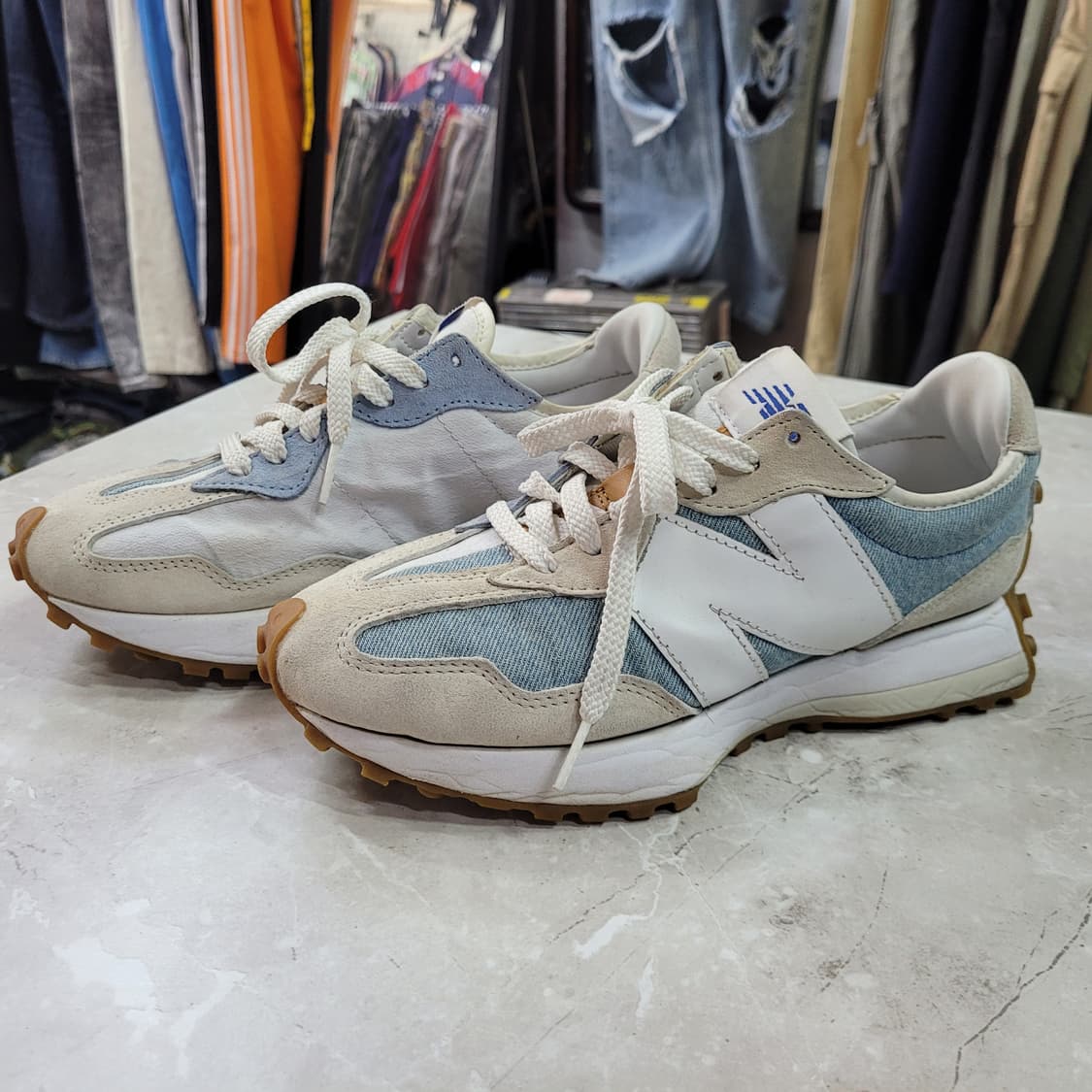 뉴발란스 327 리바이스 아이보리/블루 스니커즈 상품이미지2
