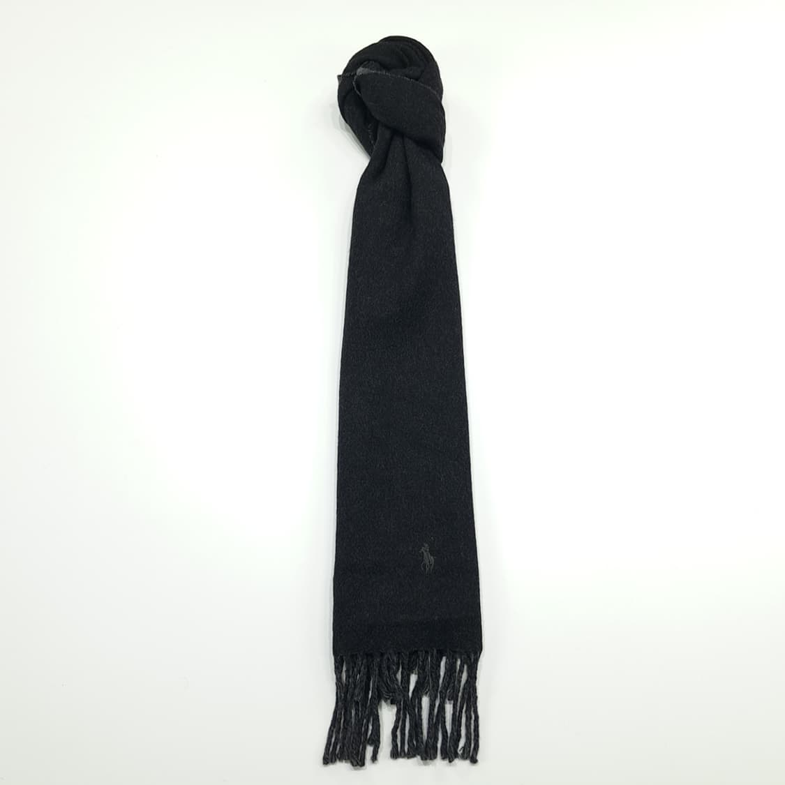 MX215 폴로 랄프로렌 차콜블랙 그레이 램스울 양면 목도리 머플러 상품이미지3