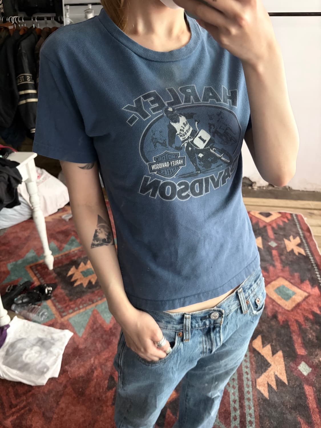 Harley-Davidson 레이싱 프린트 빈티지 티셔츠 상품이미지1