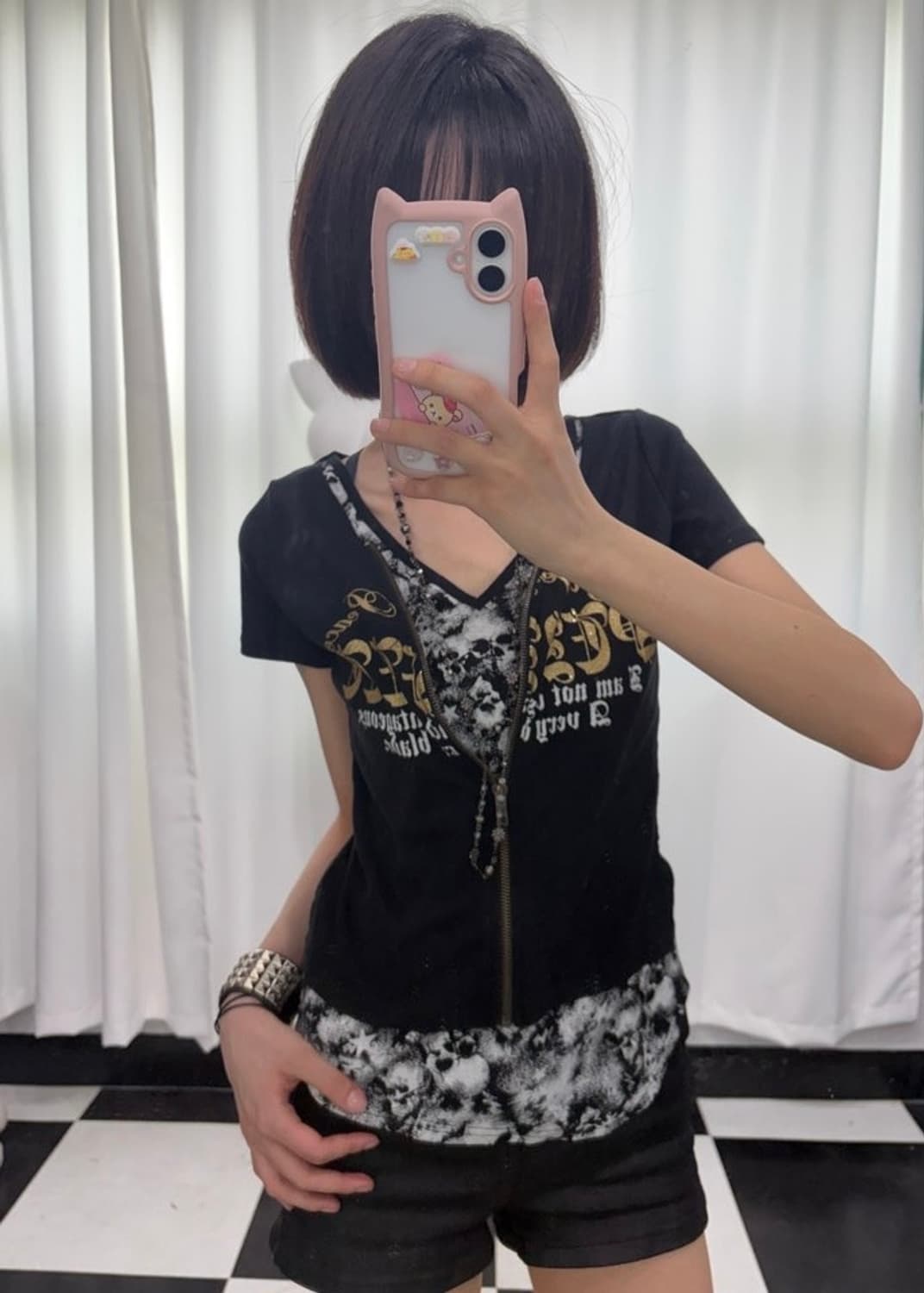 🎸스컬 프린팅 디테일 블랙 티셔츠🎸 상품이미지2