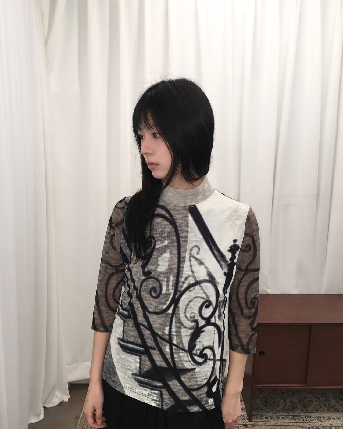 패턴 7부 슬리브 상품이미지1