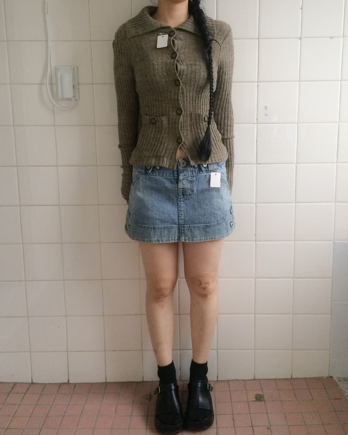 Button point woolen knit slim fit cardig 상품이미지6