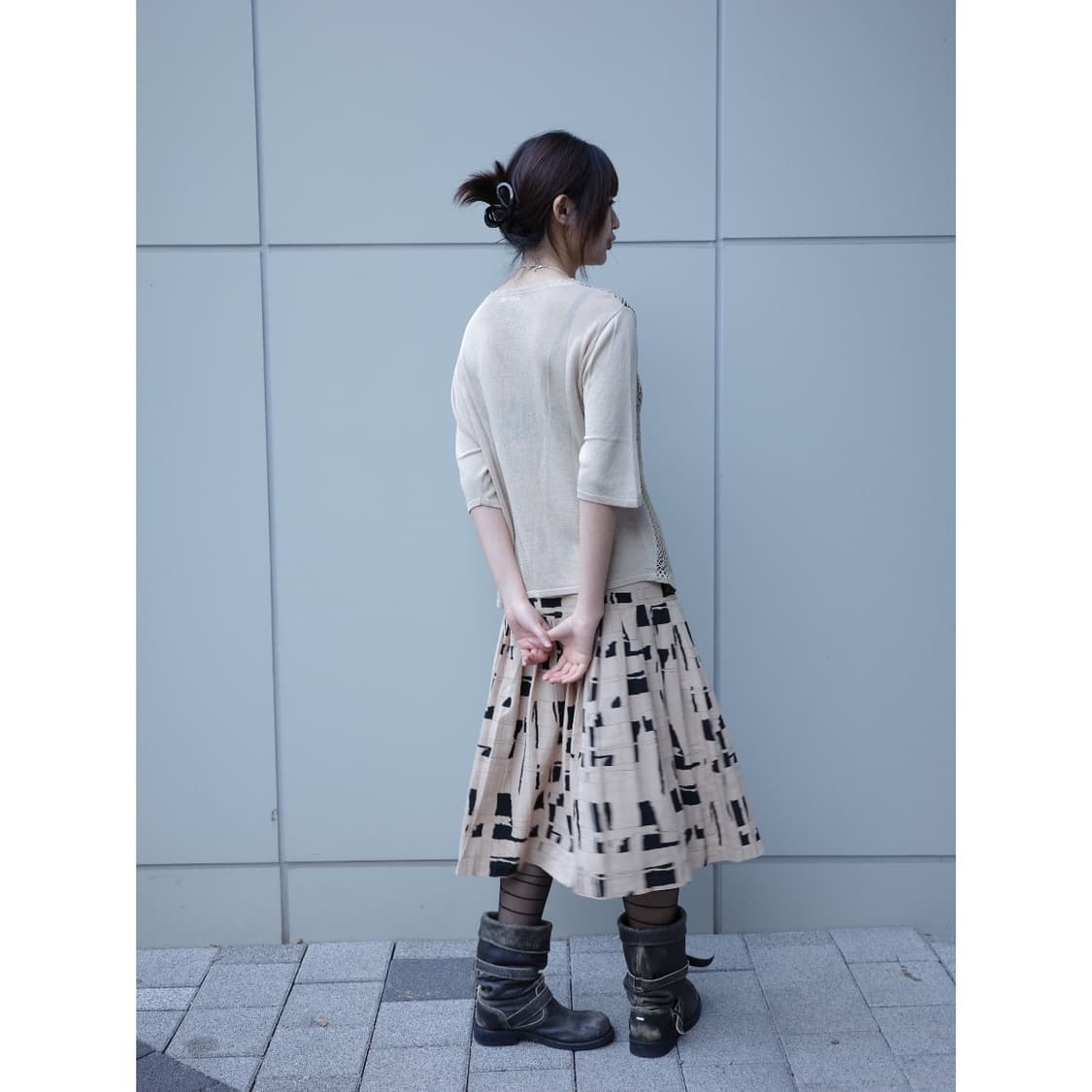 빈티지 베이지 미디 스커트 상품이미지5