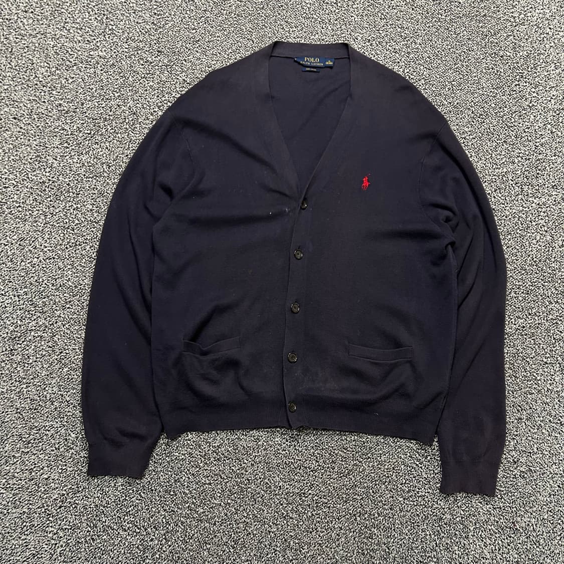 폴로 네이비 피마 코튼 브이넥 가디건 상품이미지1
