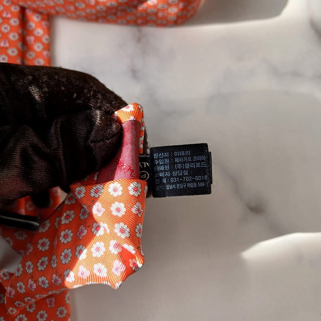 페라가모 실크 오렌지 나비 패턴 넥타이 8.8cm A등급 A19598
 상품이미지10