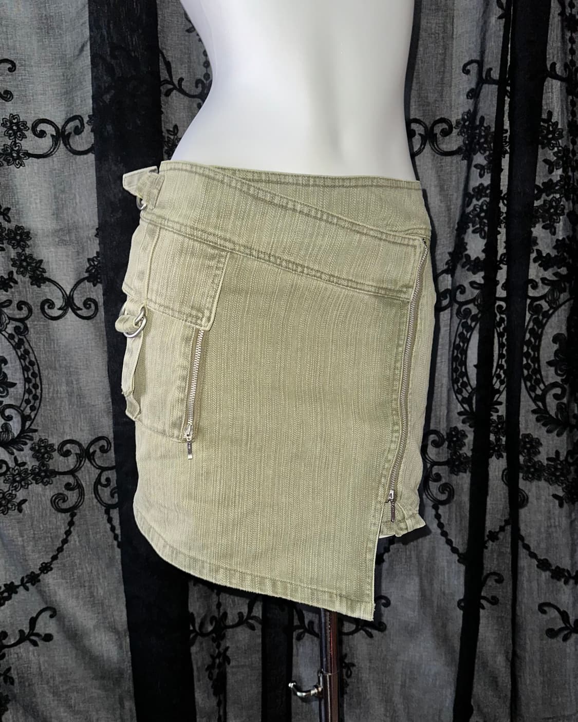 washed light green skirt 상품이미지2