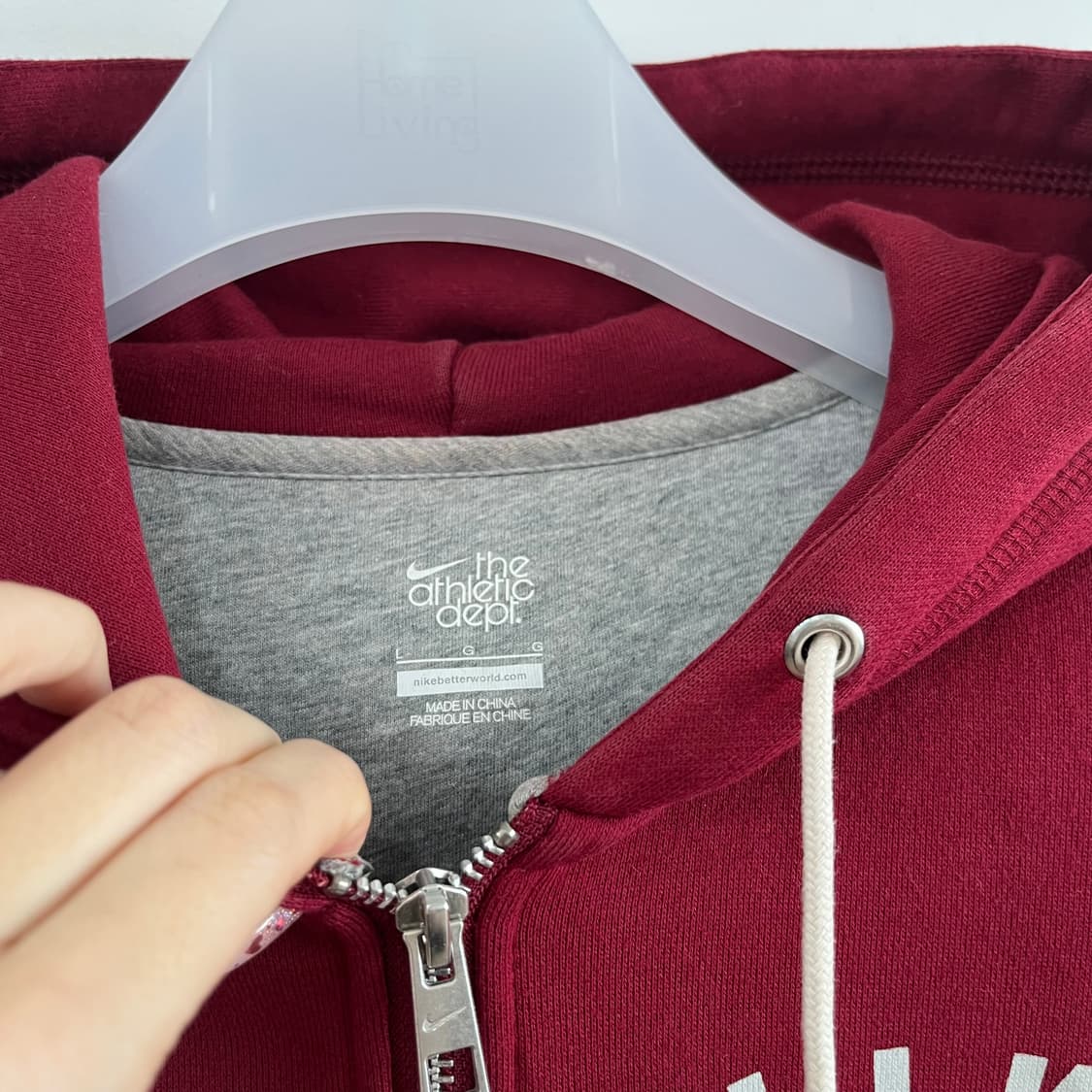 나이키 애슬레틱 로고 버건디 후드집업 상품이미지5