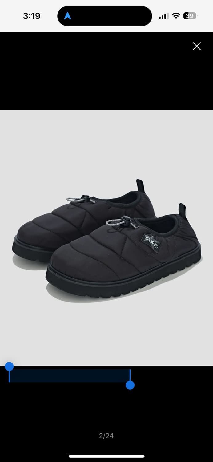 23.65 폴카1 V2 패딩 방한 슬리퍼 블랙 240 상품이미지1