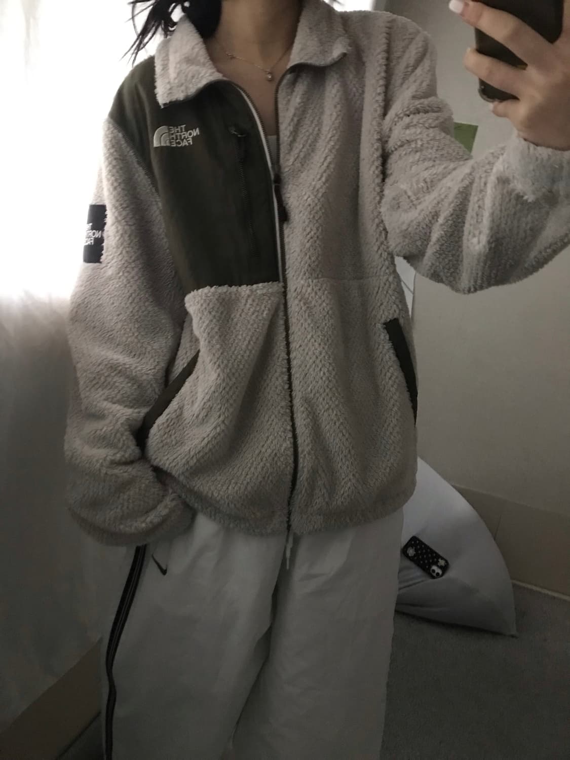 노페 카키 아이보리 후리스 상품이미지3