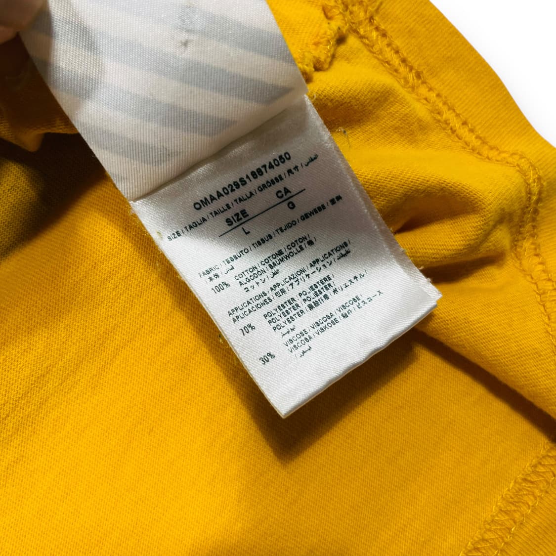 오프 화이트 x 챔피온 18ss 콜라보 더블 애로우 노랑 티셔츠 상품이미지5