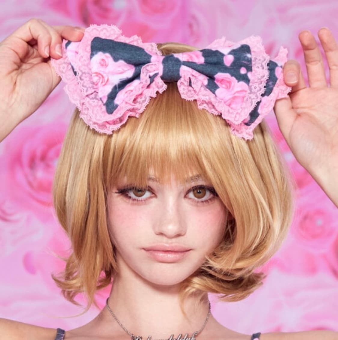 베이비메탈클럽 베메클 로즈봉봉 리본 헤어클립 블랙 히메갸루오네갸루 상품이미지1