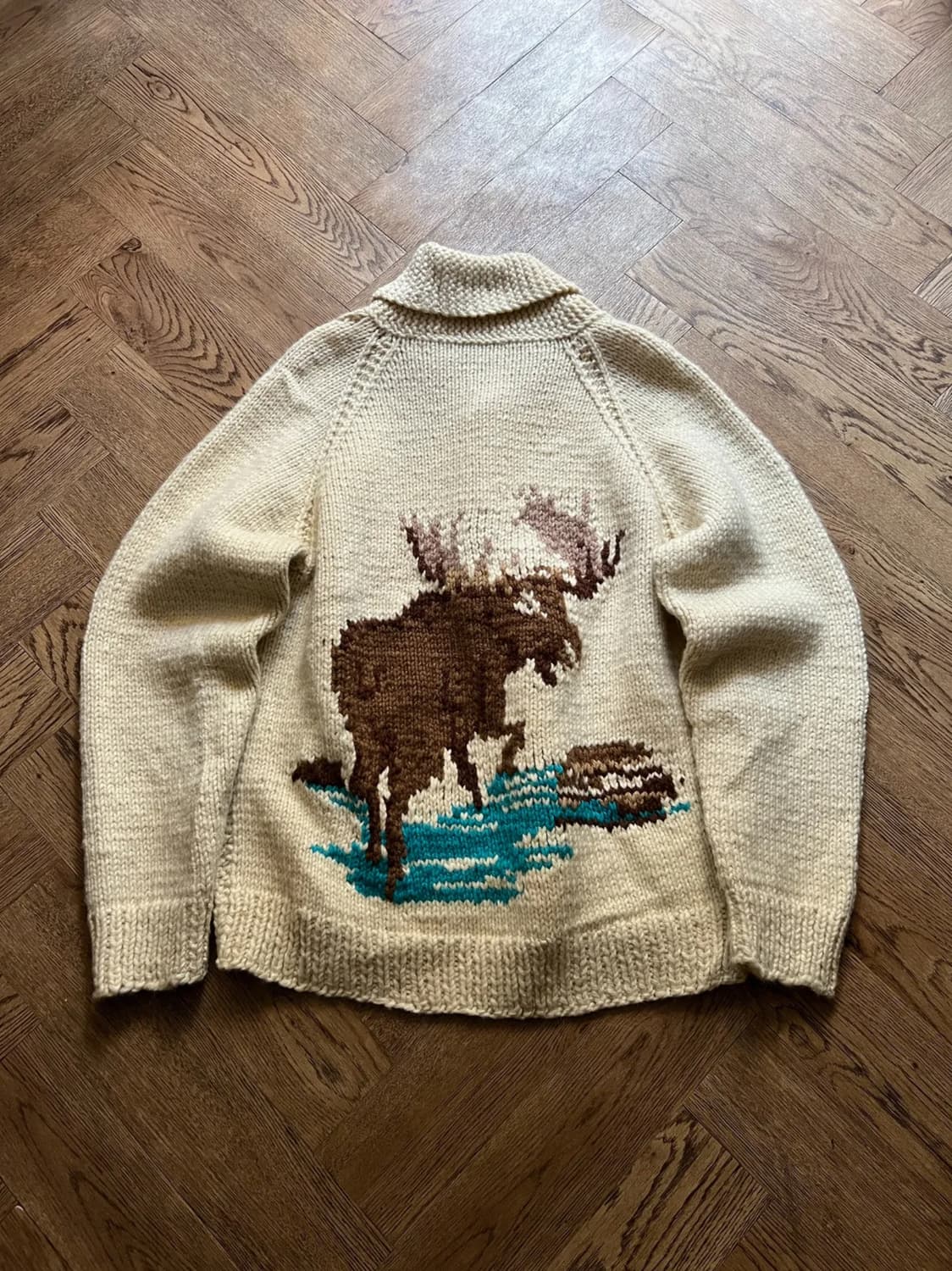 [L]7~80's USA 빈티지 레인디어 화이트 코위찬 상품이미지1