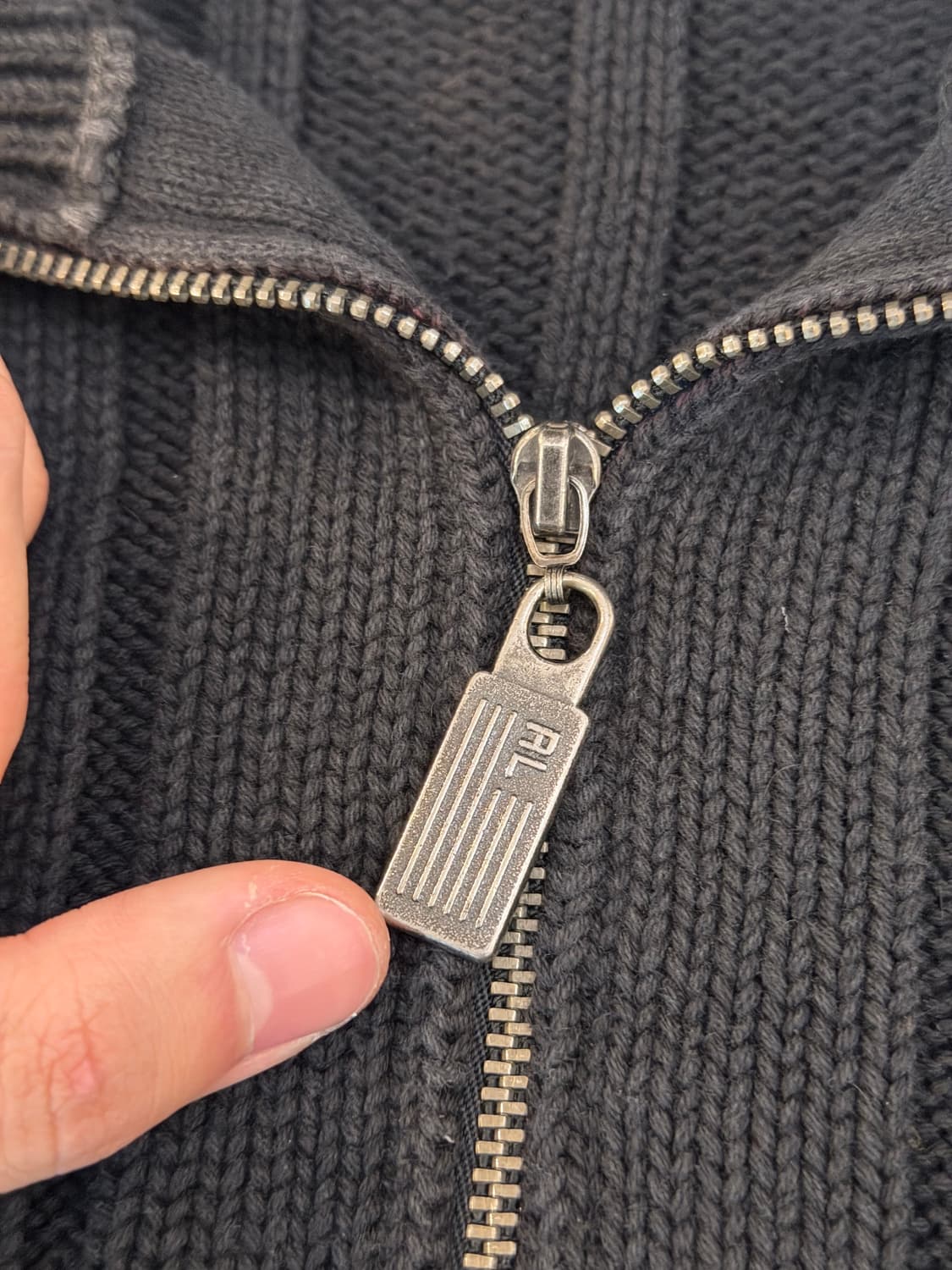 희귀) 폴로진스 하프집업 코튼 케이블 니트 블랙 상품이미지4