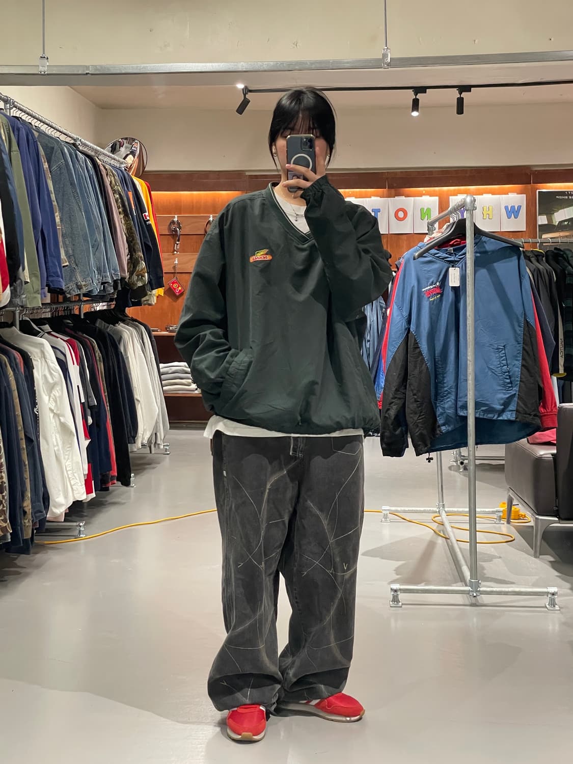 빈티지 바람막이 웜업(다크그린)   상품이미지3