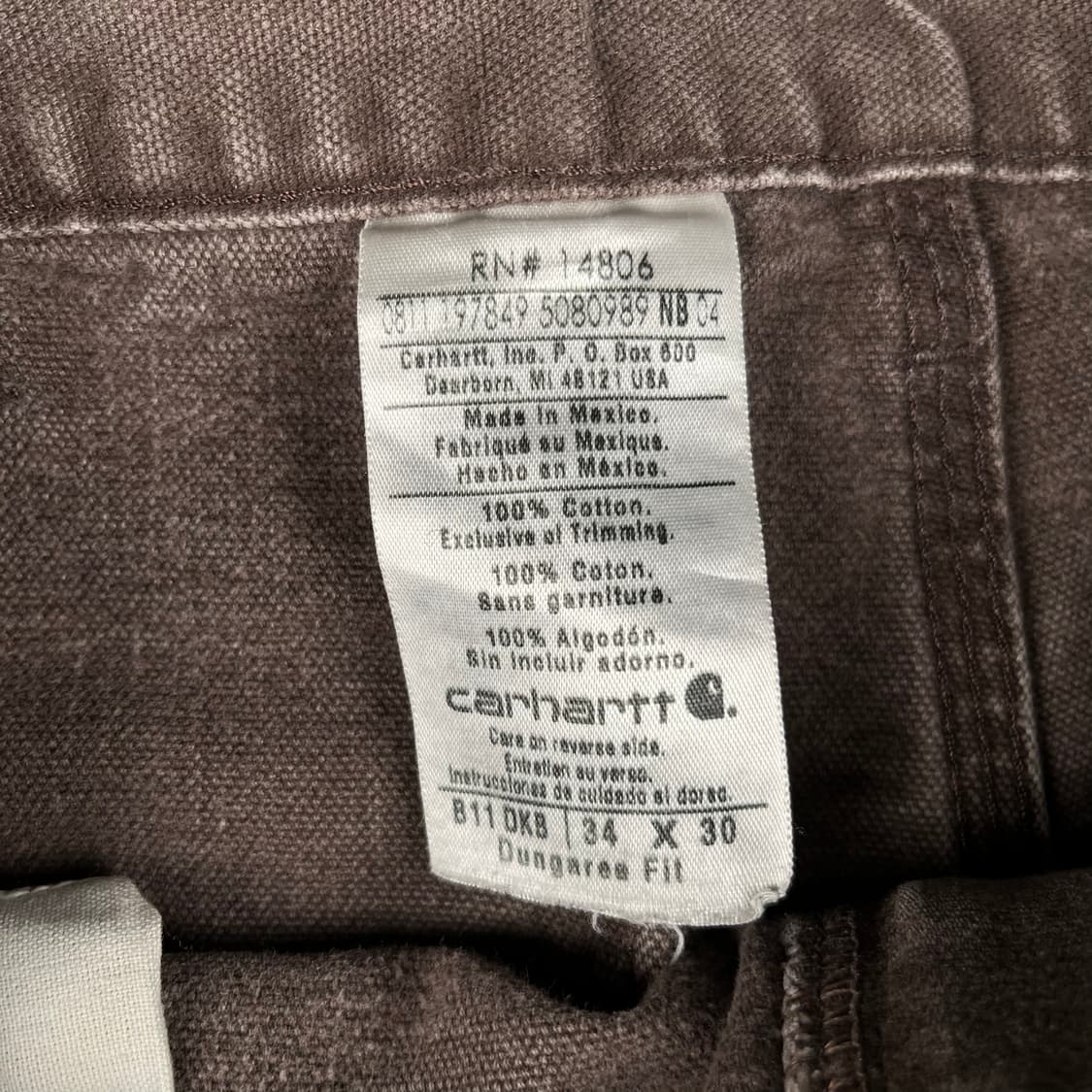 칼하트 다크브라운 싱글니 카펜터 팬츠 B11DKB 상품이미지6