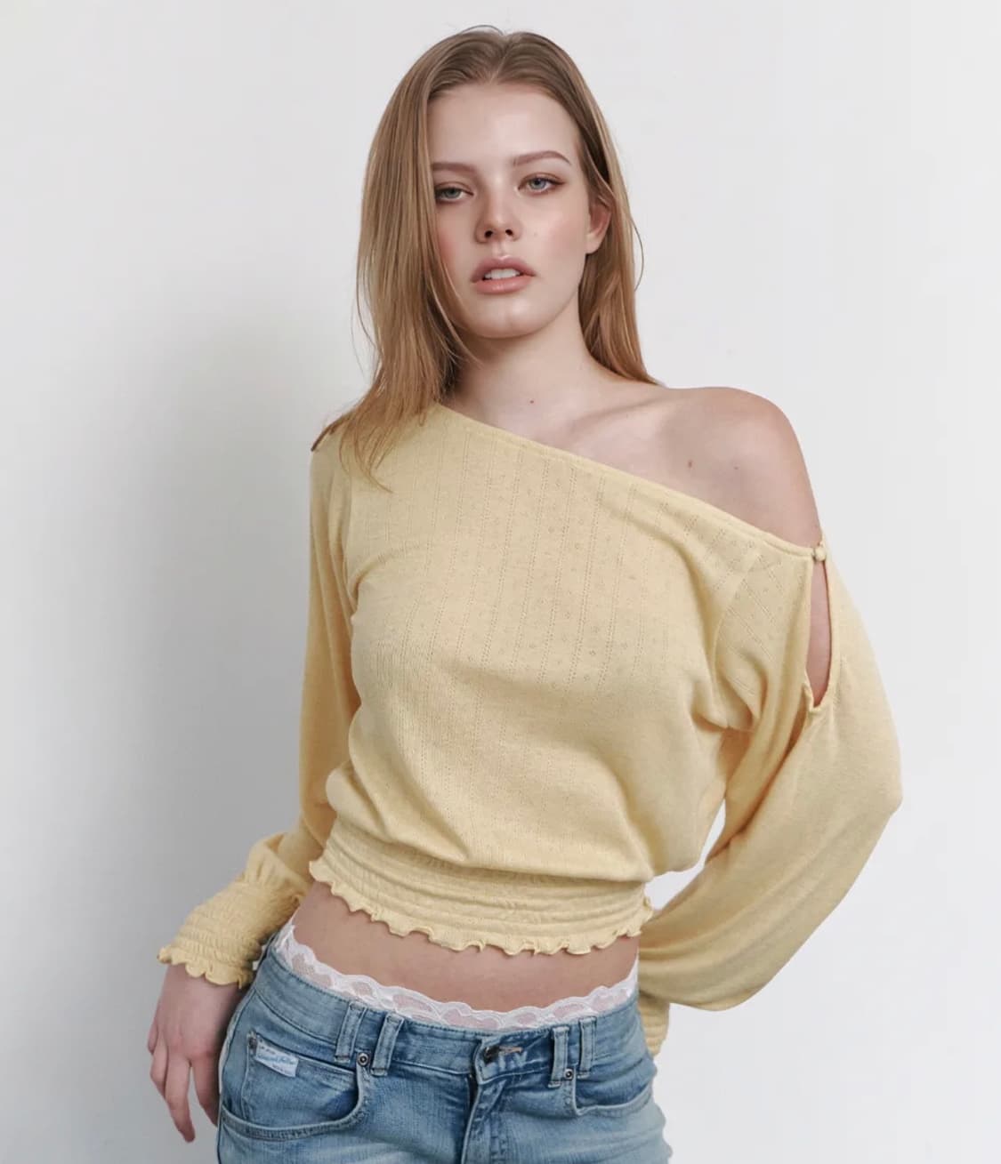 플리즈노팔로우Ian Unbal Smocked Long sleeve Top 상품이미지1