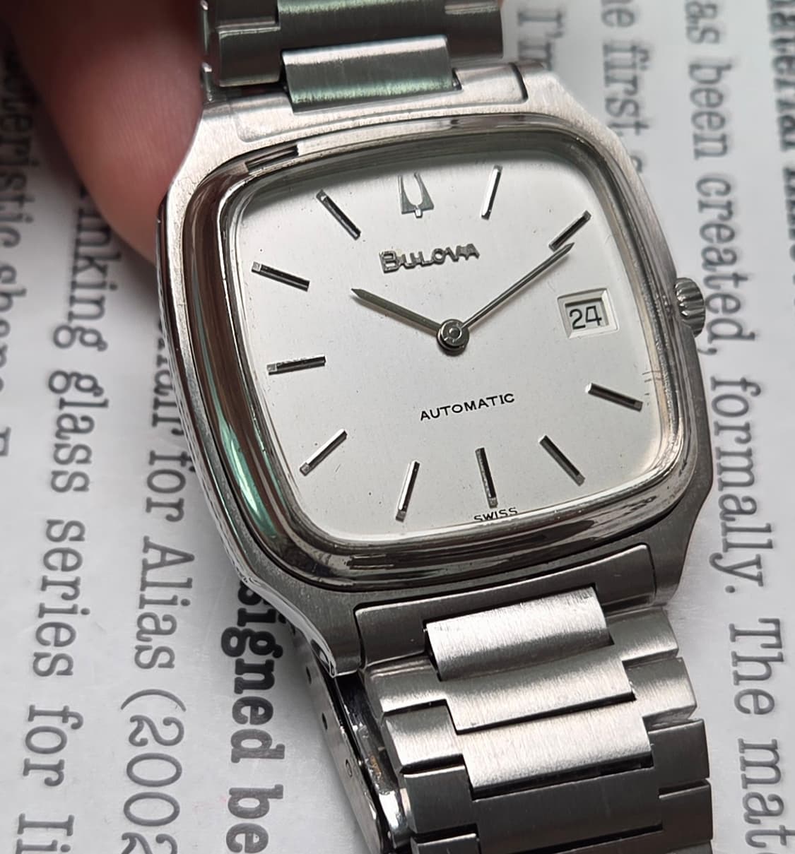 빈티지 부로바 테레비 사각탱크형 오리지널 실버판 오토 브레이슬릿 ver. 상품이미지2