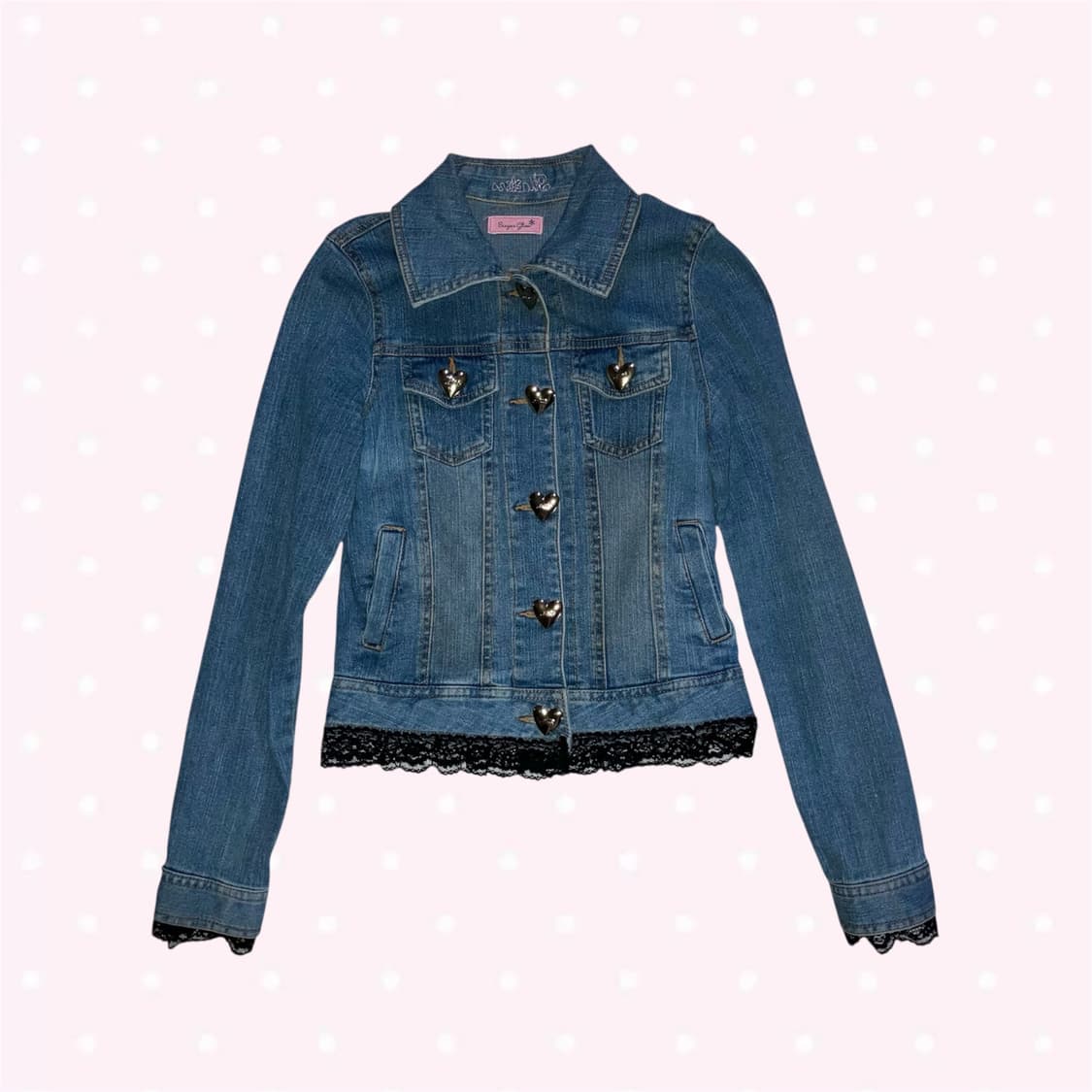 Ma*rs 마즈 갸루 레이스 하트 버튼 청자켓 + 퍼퓸 쇼핑백 세트 상품이미지2