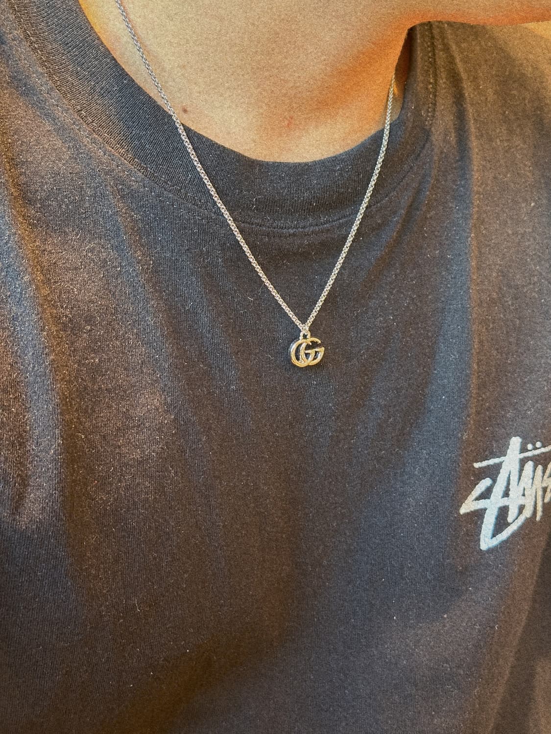구찌 GG로고 남자 롱체인 목걸이 실버 상품이미지5