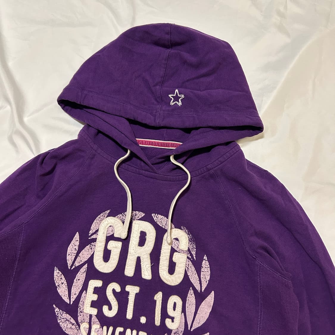 빈티지 프린팅 퍼플 후드티 상품이미지5