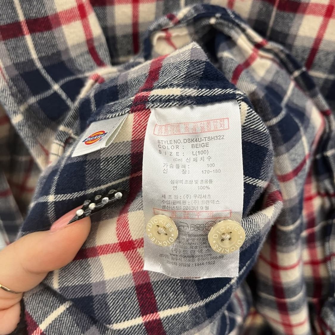 디키즈 올드스쿨 캐주얼 빈티지 슬림핏 체크 셔츠 L C10558 상품이미지6