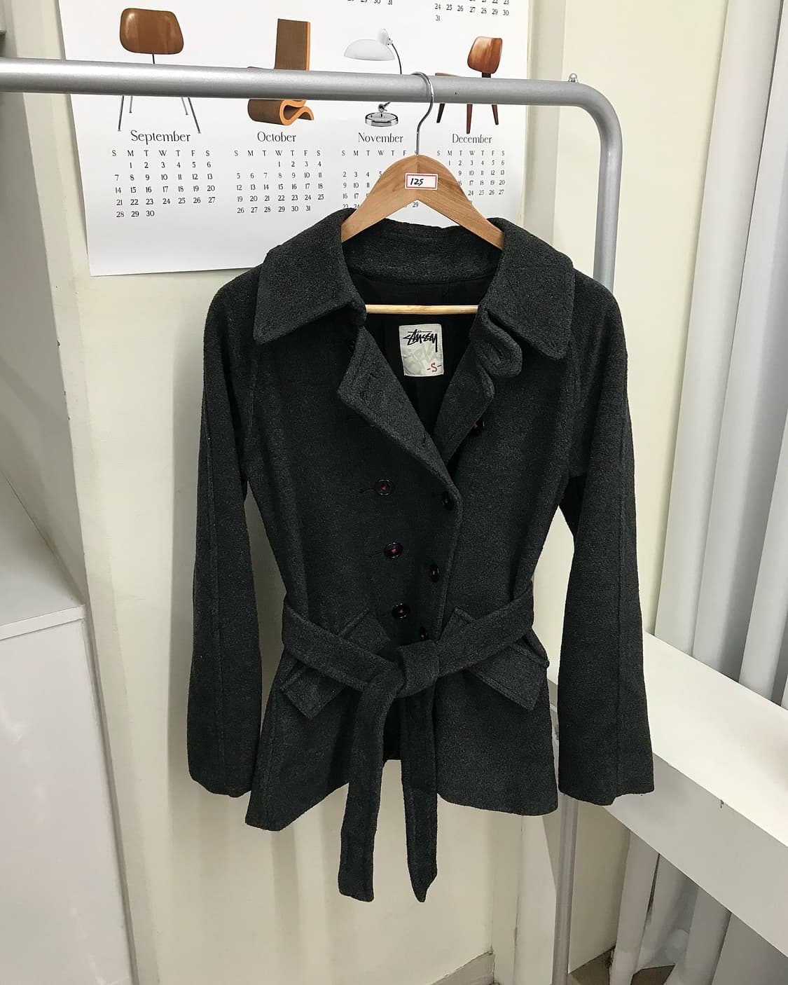 스투시 로고 울 더블 피코트 상품이미지1