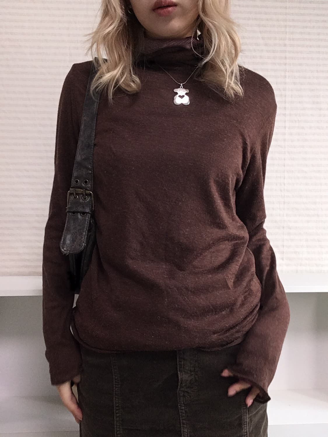 jpn vintage brown stripe layered pullove 상품이미지2