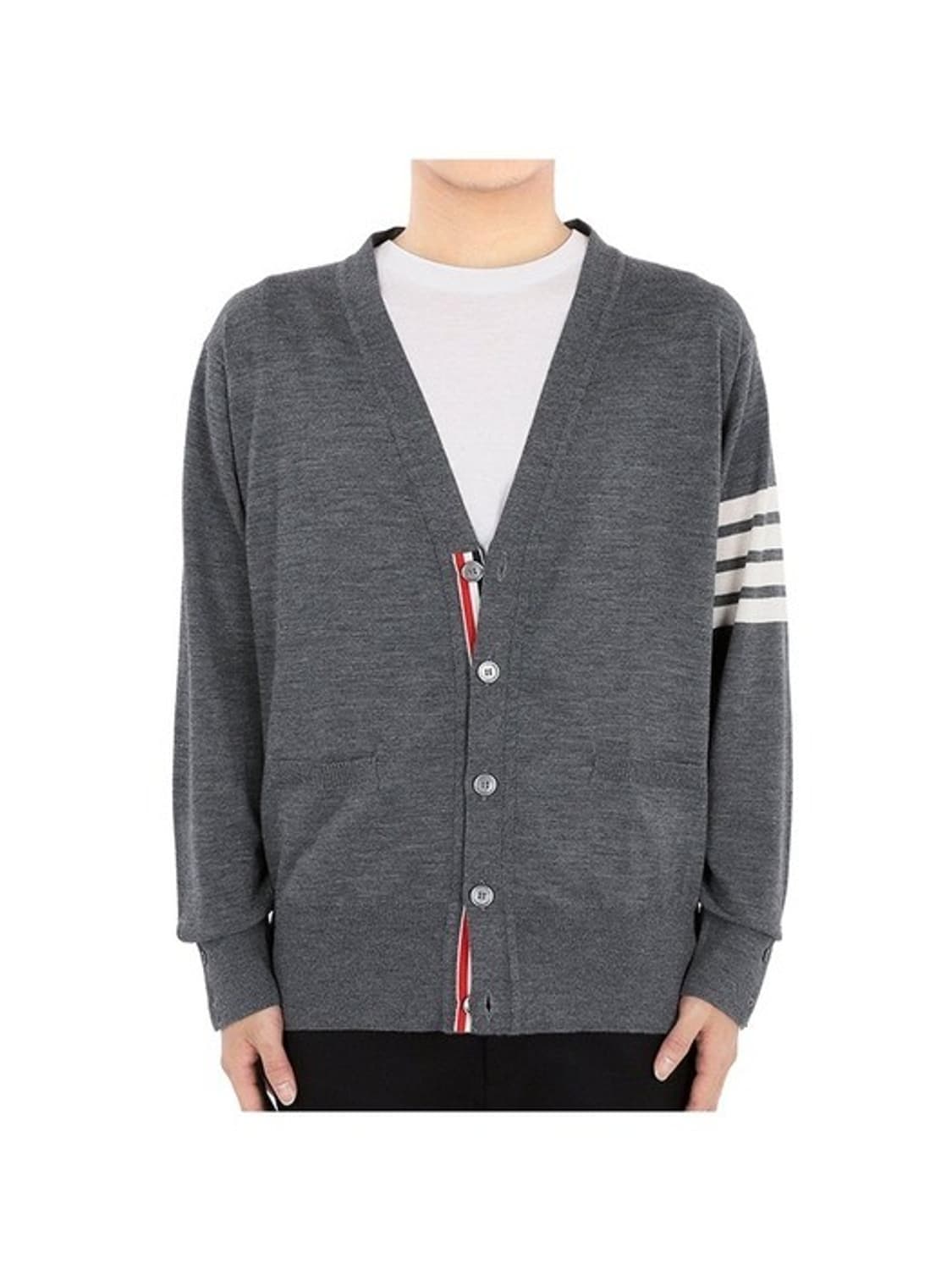 톰브라운 시그니처 사선 완장 V넥 울 니트 가디건 PN5233 상품이미지2