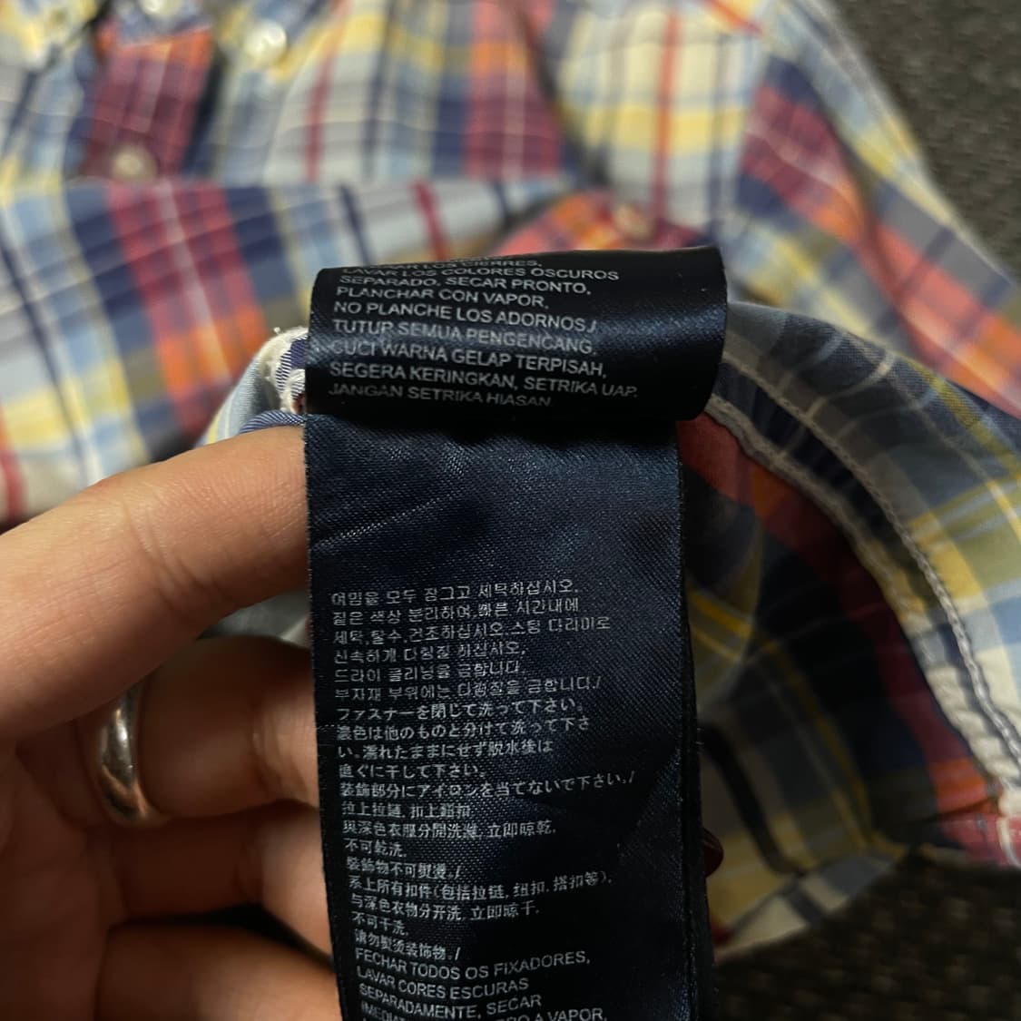 타미힐피거 레드 옐로우 화이트 슬림핏 긴팔 셔츠 L 상품이미지9