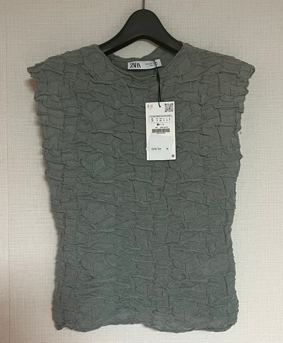 ZARA 자라 링클 캡소매 티셔츠 소라, 자라 링클 슬리브리스 상품이미지9