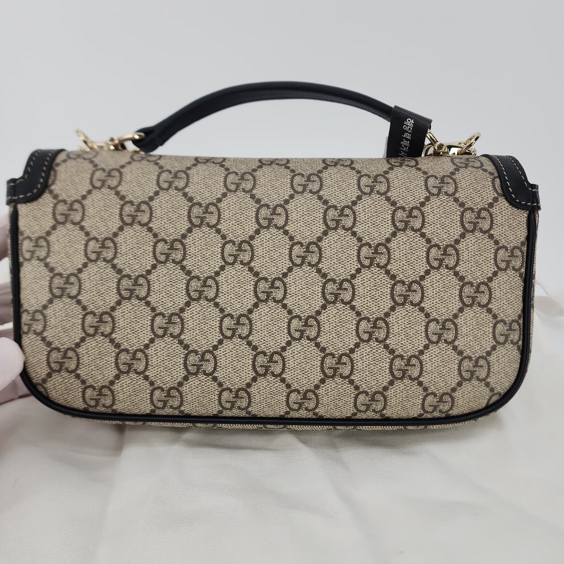 전시품급 구찌 홀스빗 1955 스몰 탑 핸들백 베이지 블랙 상품이미지6