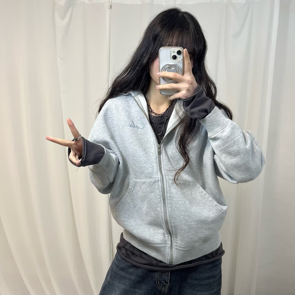 Calvin Klein Grey Hood Zip-up 상품이미지1