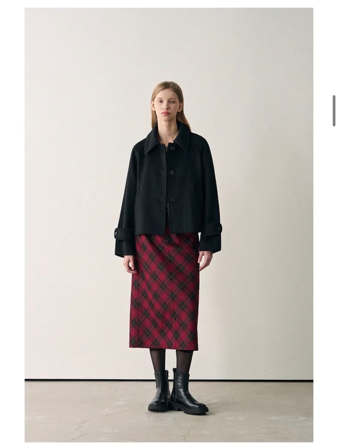 (S) 드로우핏 우먼 소프트 캐시미어 레글런 숏 코트 [BLACK] 판매 상품이미지5