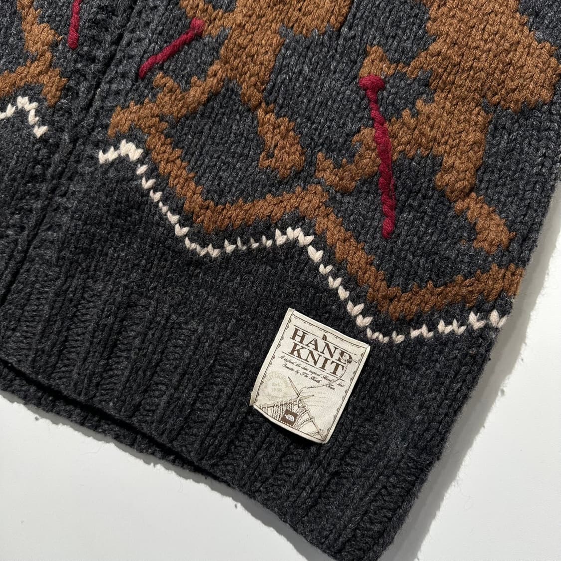 노스페이스 화이트라벨 코위찬 숄카라 패턴 핸드 니트 집업 가디건 베스트 상품이미지5