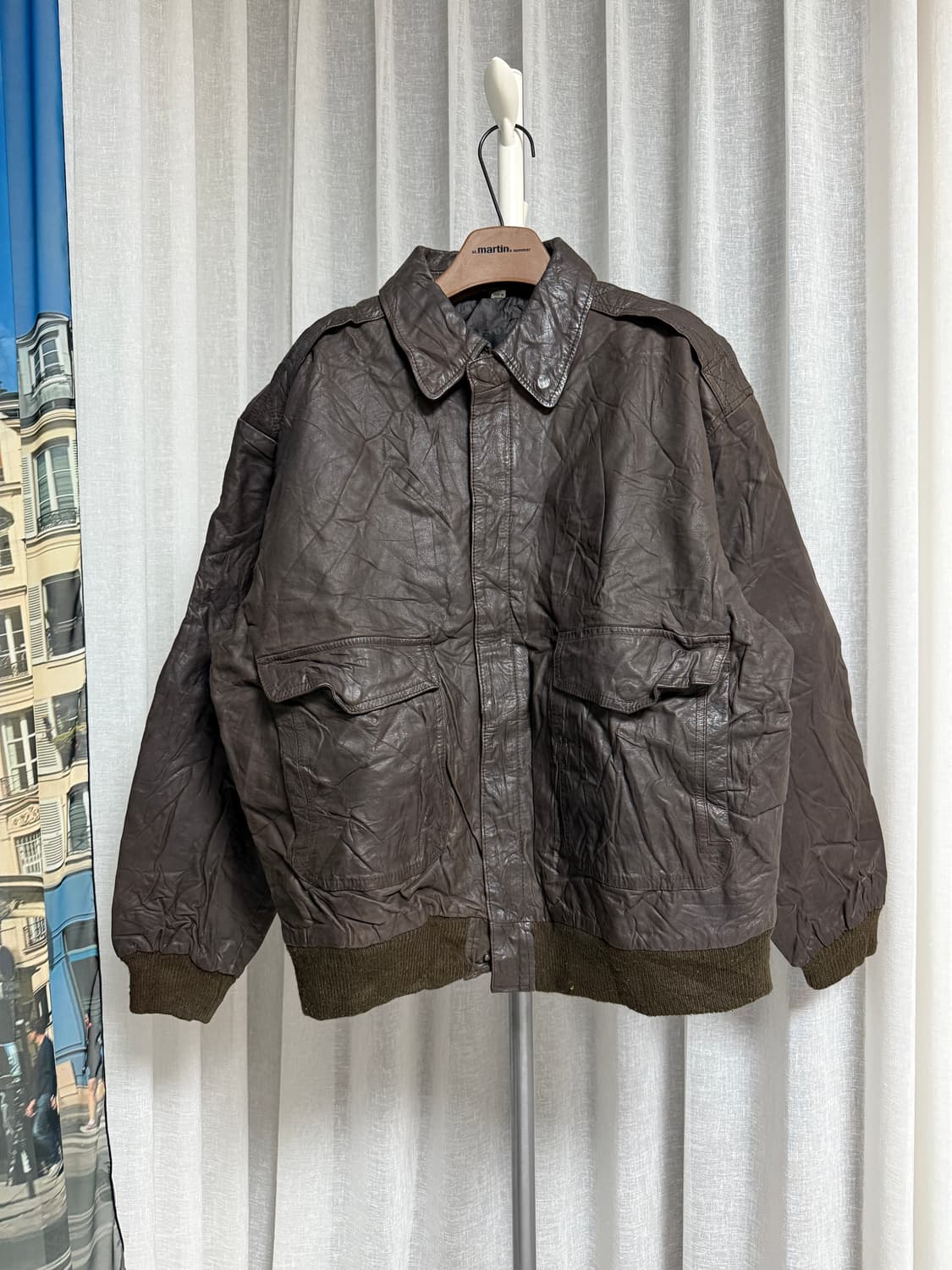 브라운 가죽 봄버  상품이미지1