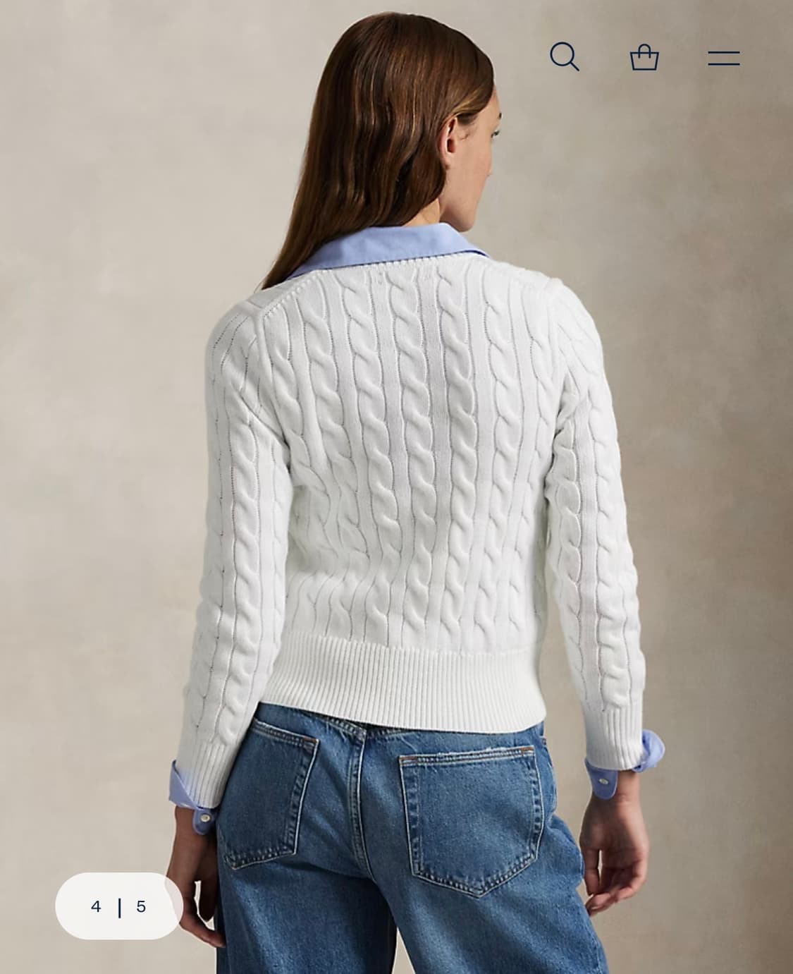 폴로 케이블 니트 코튼 크루넥 카디건 케이블 가디건 상품이미지6