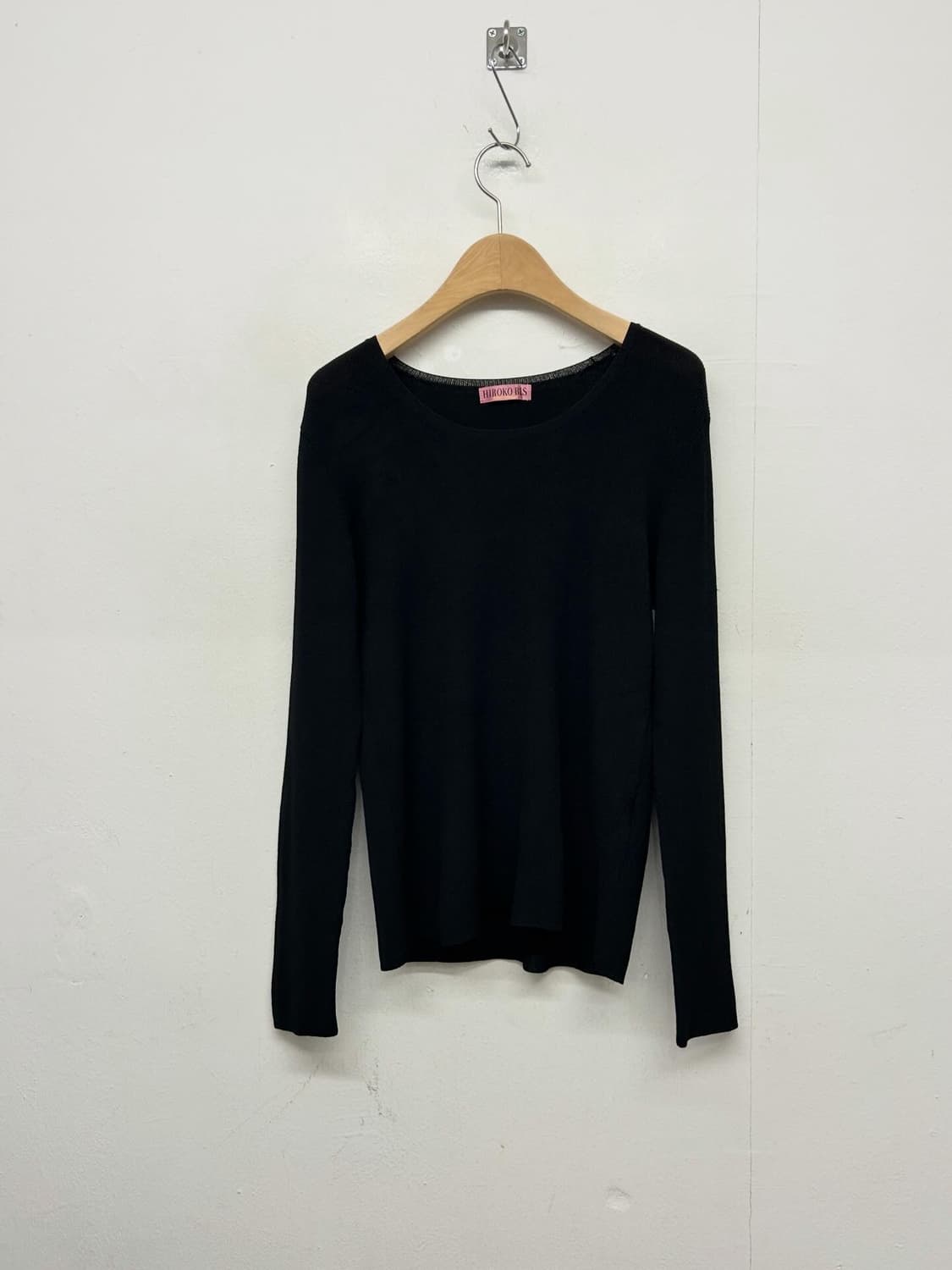 HIROKO BIS 블랙 레이온 긴팔 니트 상품이미지1