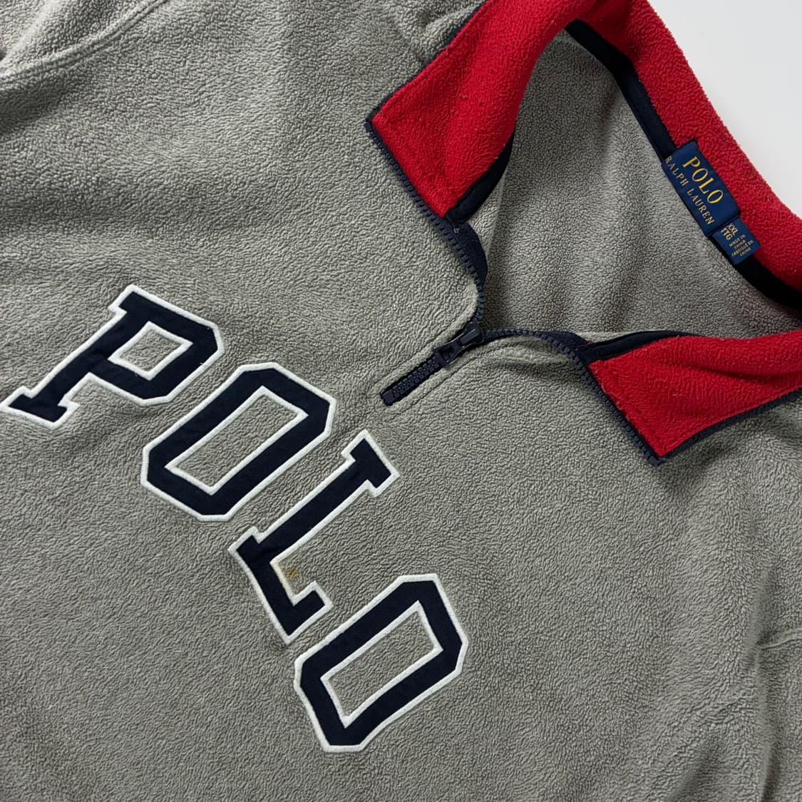 Polo  폴로 랄프로렌 스펠아웃 성조기 그레이 반집업 플리스 후드티   상품이미지4