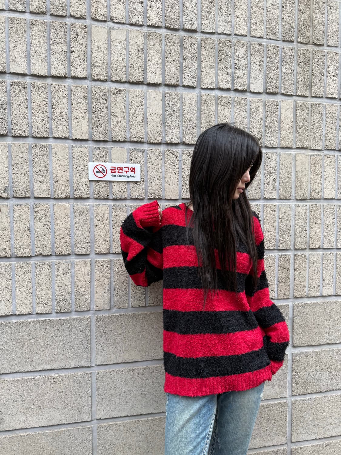 레드&블랙 스트라이프 부클니트 상품이미지5