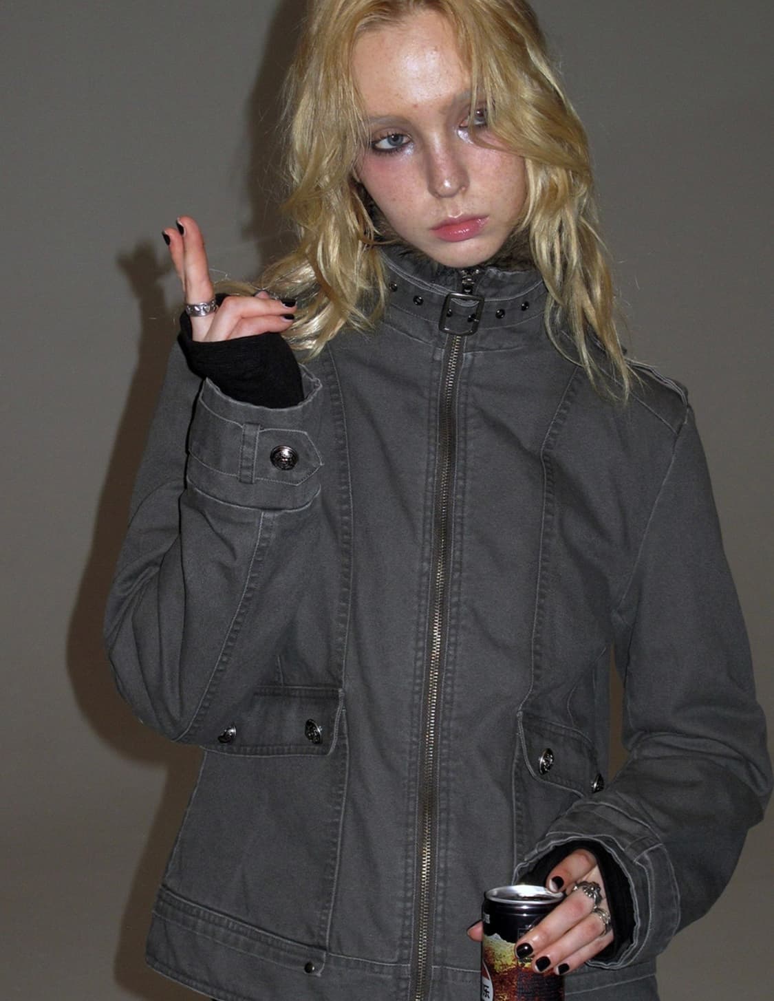 테스트메커니즘 하이넥 워시드 자켓 S 상품이미지5