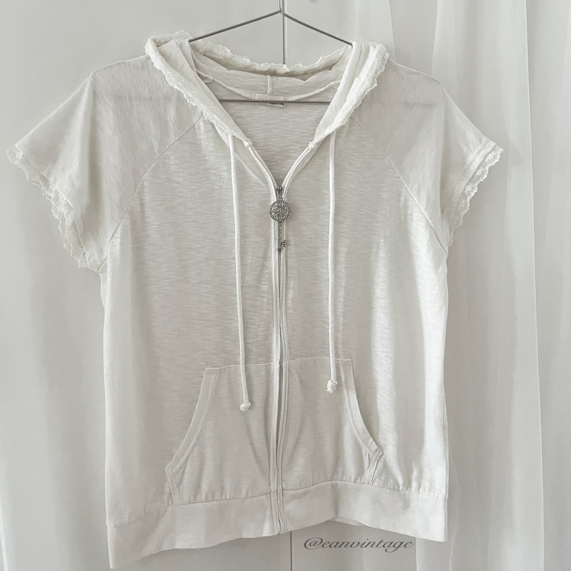 white lace half hood zip-up 상품이미지2