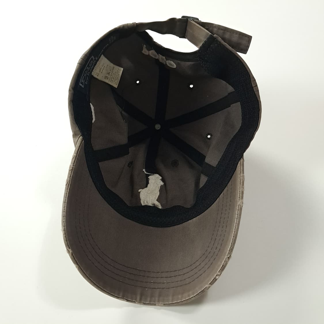 CK469 폴로 00s 화이트 빅포니 데미지드 볼캡 모자 상품이미지6