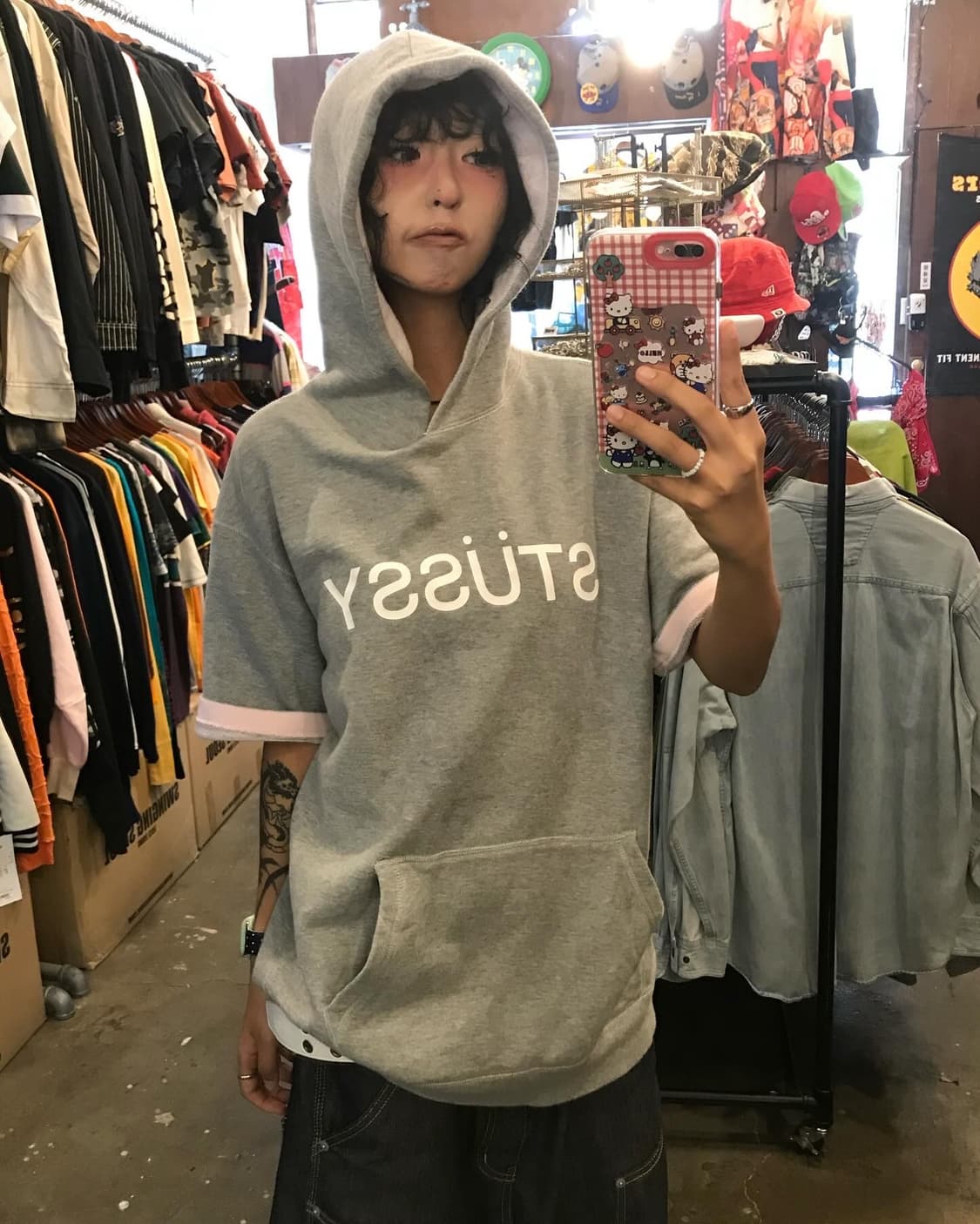 Stussy Logo Half Hood Sweat Shirt 상품이미지5