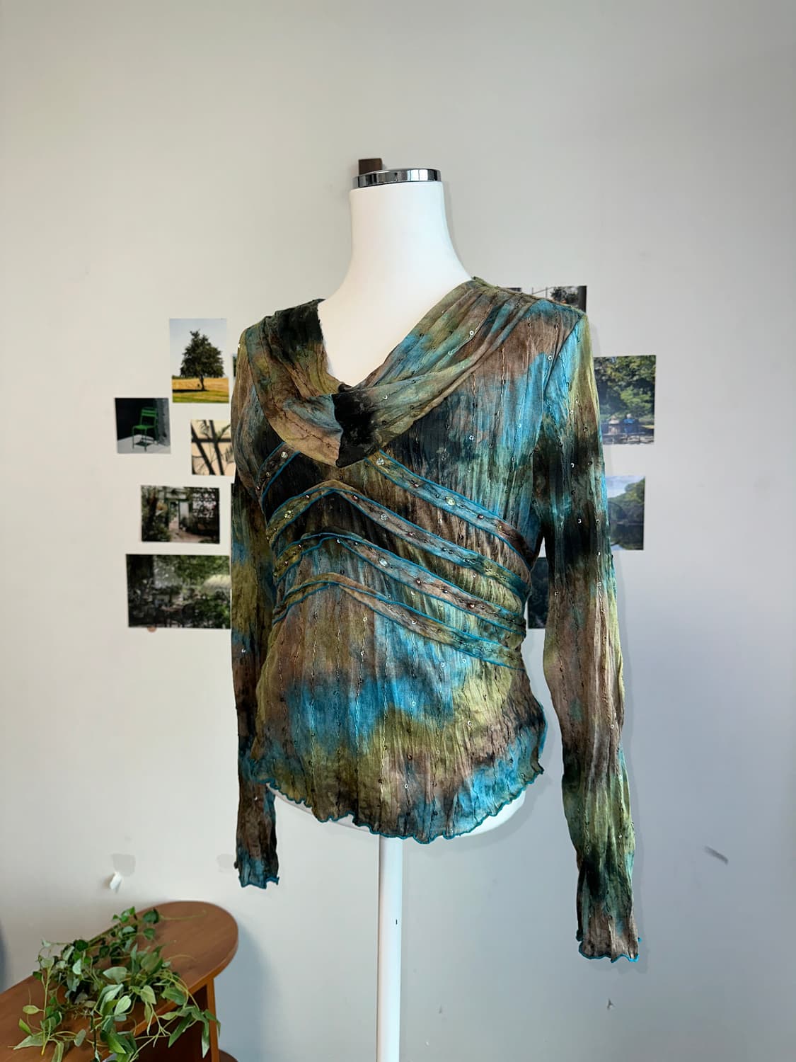 Blue brown tie dye velvet bl 상품이미지2